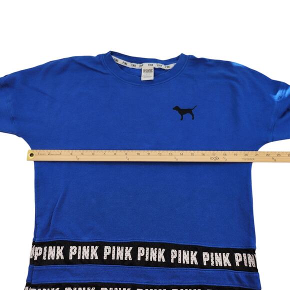 Victorias Secret Pink Sweater Womens Small Blue Black Striped Jersey Oversized - Picture 12 of 14